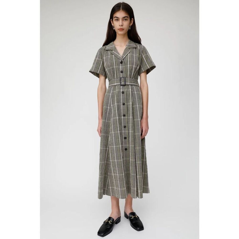 Moussy plaid button down belted fit and flare dress size 1 (US small)